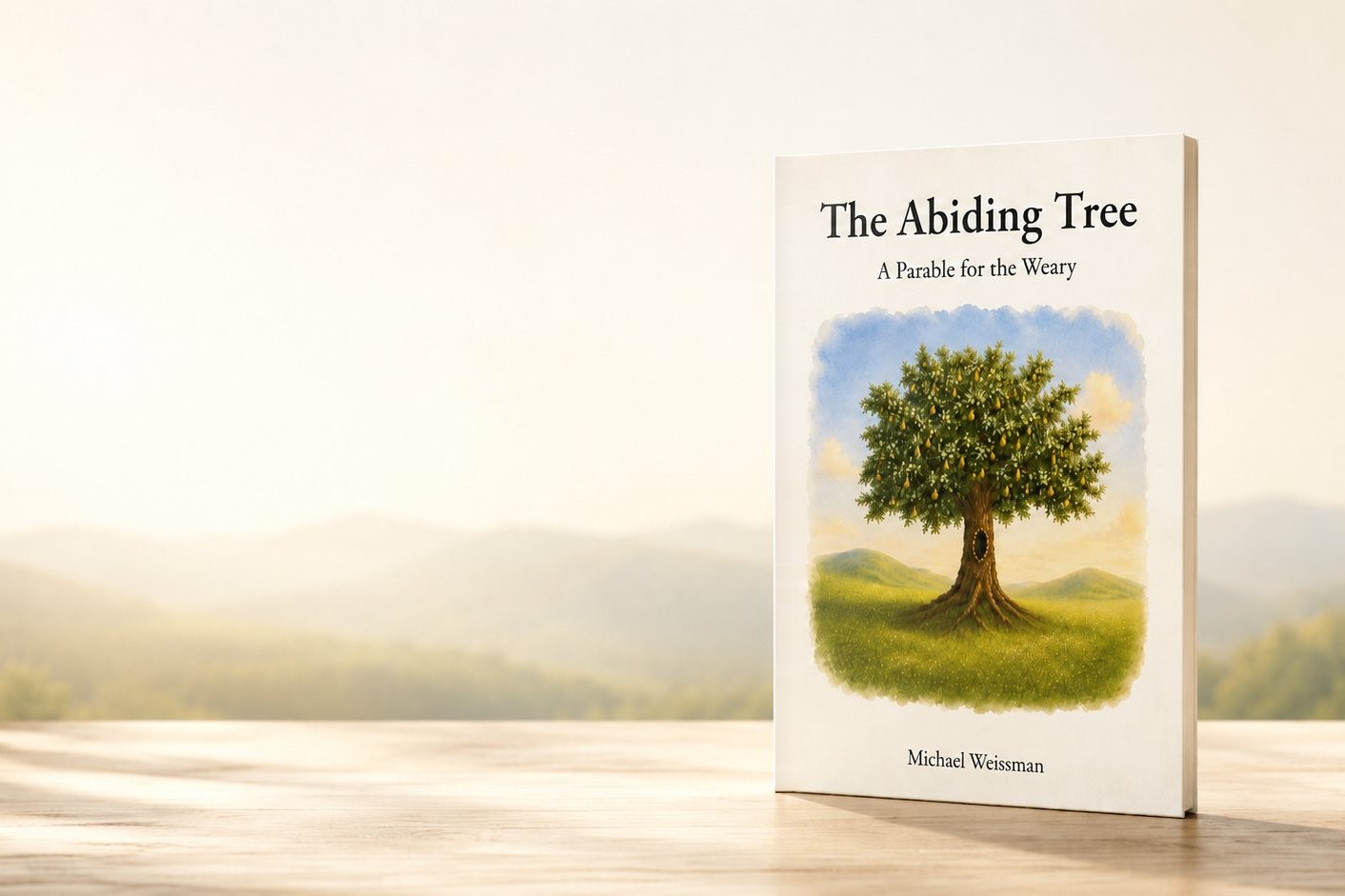 The Abiding Tree paperback on a nightstand beside a lamp